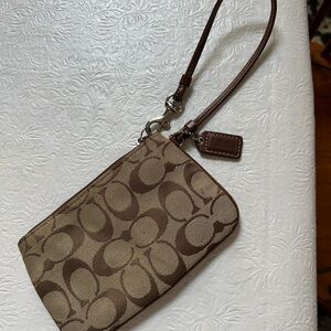 Coach Brown Monogram Wristlet